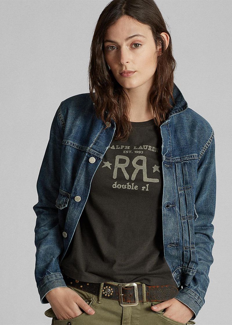 RRL T シャツ レディース 黒 ロゴ クルーネック OYPSW6053